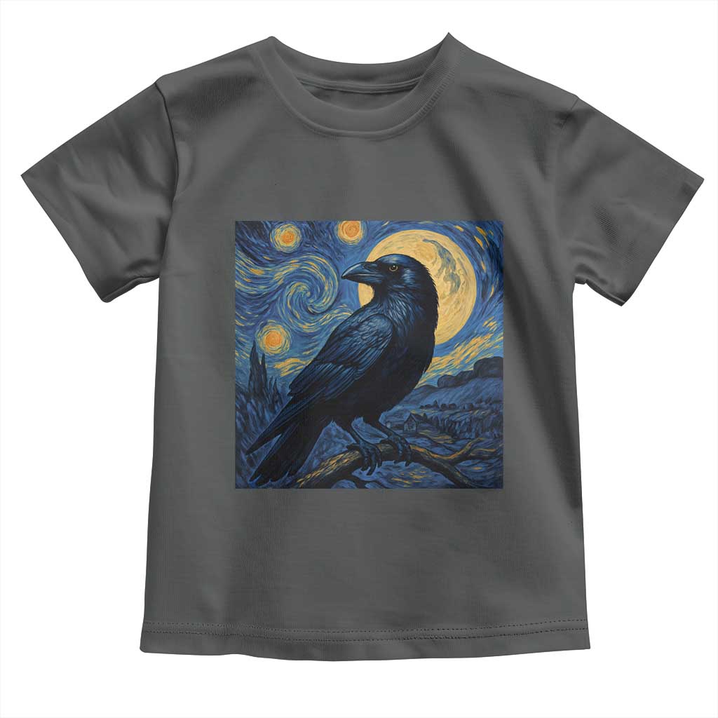 Starry Night Raven Moon Van Gogh Toddler T Shirt TS14 Dark Heather Print Your Wear