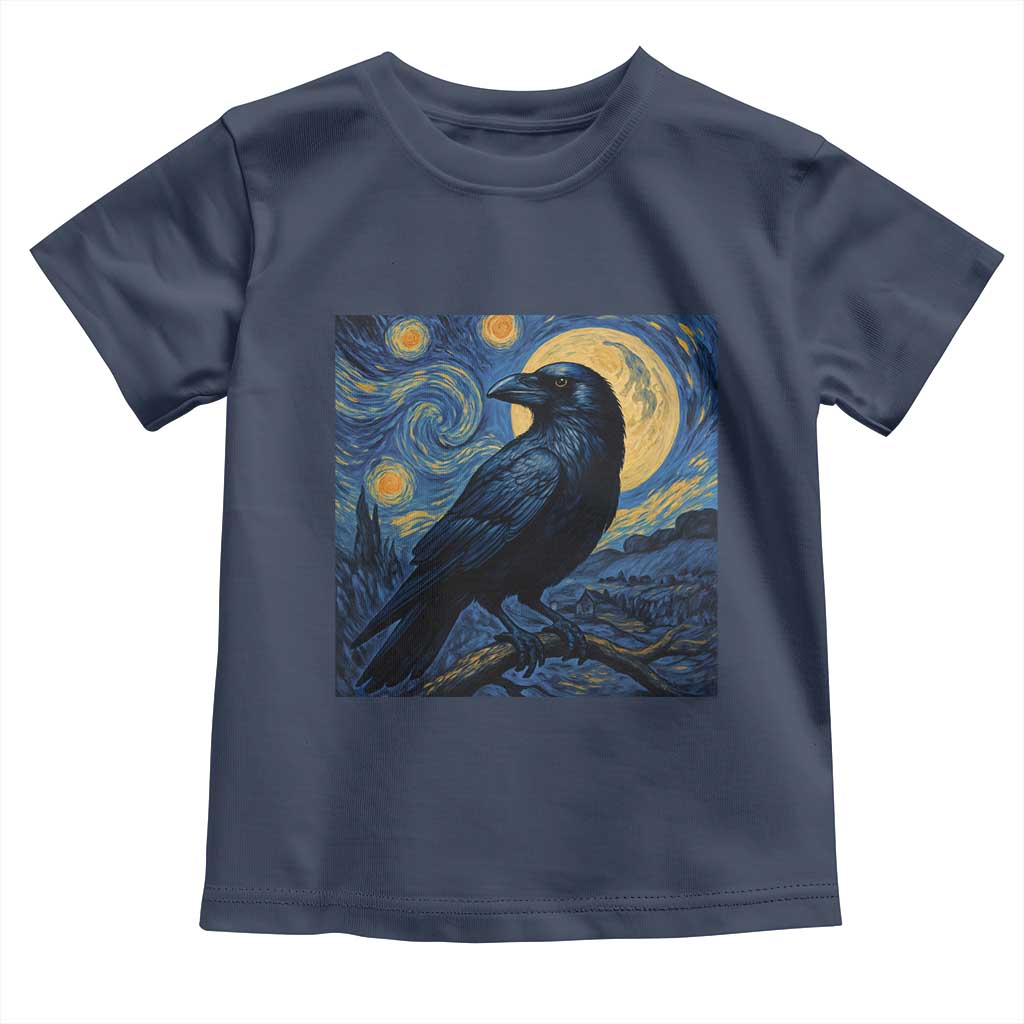 Starry Night Raven Moon Van Gogh Toddler T Shirt TS14 Navy Print Your Wear