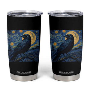 Starry Night Raven Moon Van Gogh Tumbler Cup TS14 Black Print Your Wear