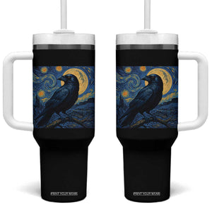 Starry Night Raven Moon Van Gogh Tumbler With Handle TS14 One Size: 40 oz Black Print Your Wear