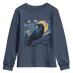 Starry Night Raven Moon Van Gogh Youth Sweatshirt TS14 Navy Print Your Wear