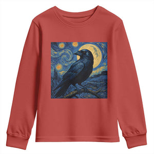 Starry Night Raven Moon Van Gogh Youth Sweatshirt TS14 Red Print Your Wear