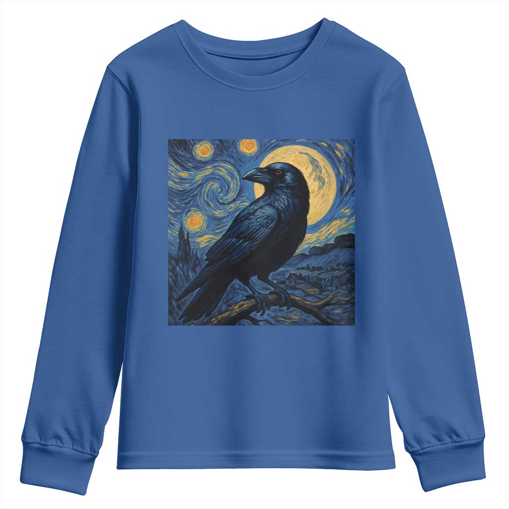 Starry Night Raven Moon Van Gogh Youth Sweatshirt TS14 Royal Blue Print Your Wear