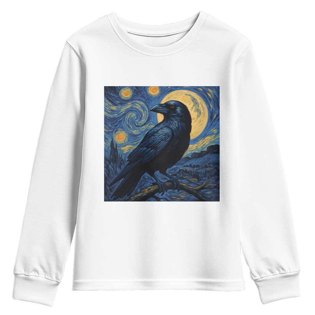 Starry Night Raven Moon Van Gogh Youth Sweatshirt TS14 White Print Your Wear