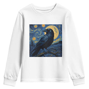Starry Night Raven Moon Van Gogh Youth Sweatshirt TS14 White Print Your Wear