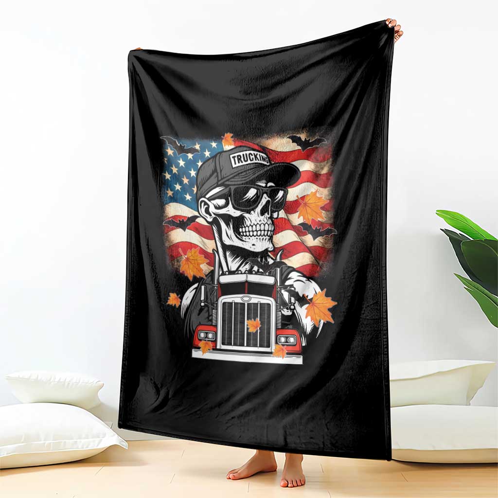 Patriotic Trucker Skeleton American Flag Throw Blanket TS14 Print Your Wear
