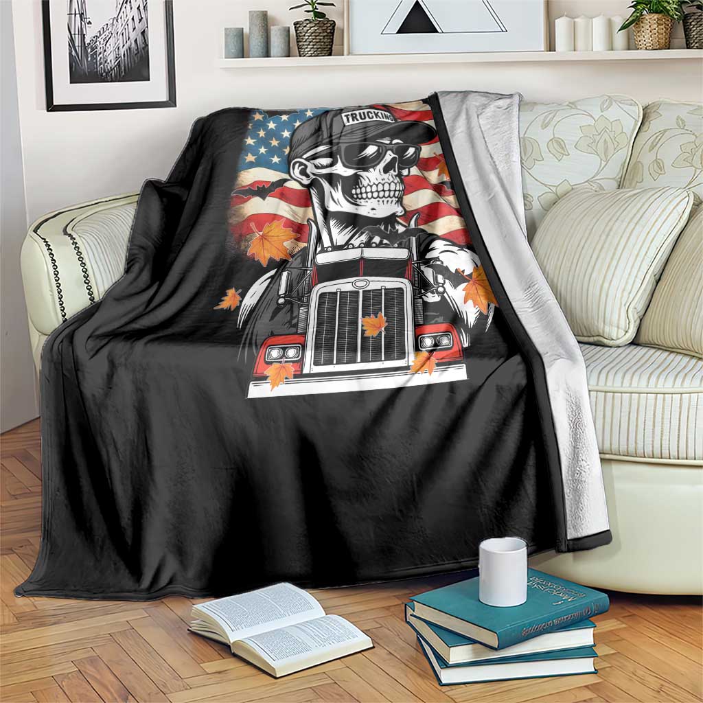 Patriotic Trucker Skeleton American Flag Throw Blanket TS14 Print Your Wear