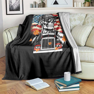 Patriotic Trucker Skeleton American Flag Throw Blanket TS14 Print Your Wear