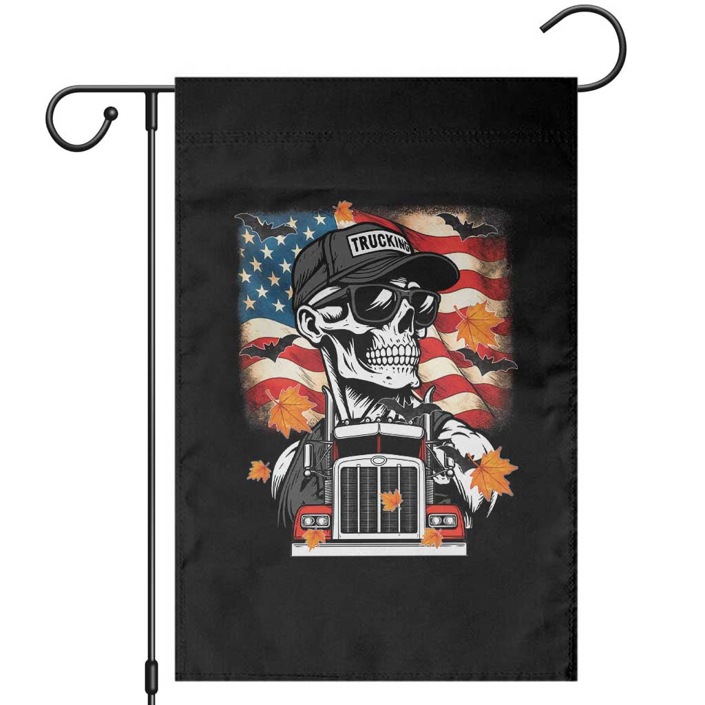 Patriotic Trucker Skeleton American Flag Garden Flag TS14 Black Print Your Wear