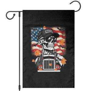 Patriotic Trucker Skeleton American Flag Garden Flag TS14 Black Print Your Wear