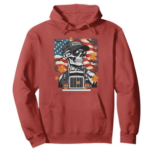 Patriotic Trucker Skeleton American Flag Hoodie TS14 Red Print Your Wear
