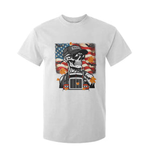 Patriotic Trucker Skeleton American Flag T Shirt For Kid TS14 White Print Your Wear