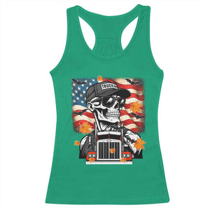 Patriotic Trucker Skeleton American Flag Racerback Tank Top TS14 Irish Green Print Your Wear