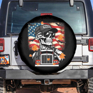 Patriotic Trucker Skeleton American Flag Spare Tire Cover TS14 No hole Black Print Your Wear