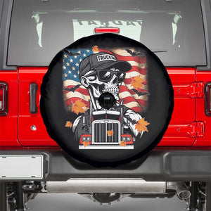 Patriotic Trucker Skeleton American Flag Spare Tire Cover TS14 Black Print Your Wear