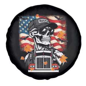 Patriotic Trucker Skeleton American Flag Spare Tire Cover TS14 Print Your Wear