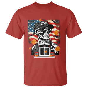 Patriotic Trucker Skeleton American Flag T Shirt TS14 Red Print Your Wear