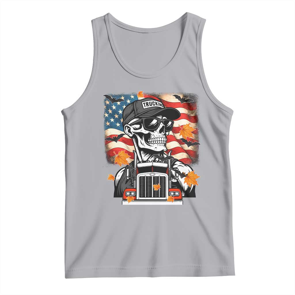 Patriotic Trucker Skeleton American Flag Tank Top TS14 Athletic Heather Print Your Wear