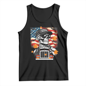 Patriotic Trucker Skeleton American Flag Tank Top TS14 Black Print Your Wear