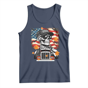 Patriotic Trucker Skeleton American Flag Tank Top TS14 Navy Print Your Wear