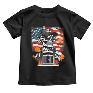 Patriotic Trucker Skeleton American Flag Toddler T Shirt TS14 Black Print Your Wear