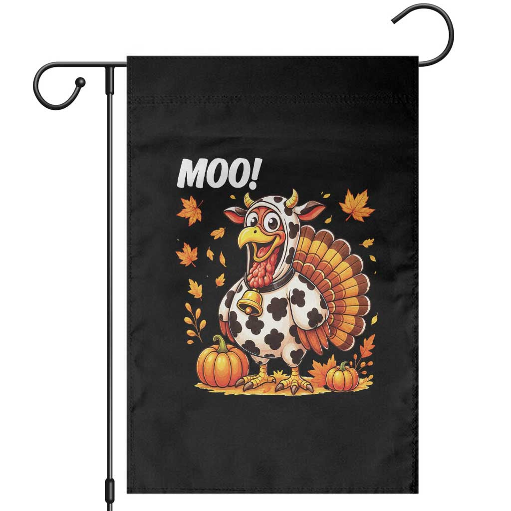 Funny Thanksgiving Garden Flag Turkey Moo TS14 Black Print Your Wear