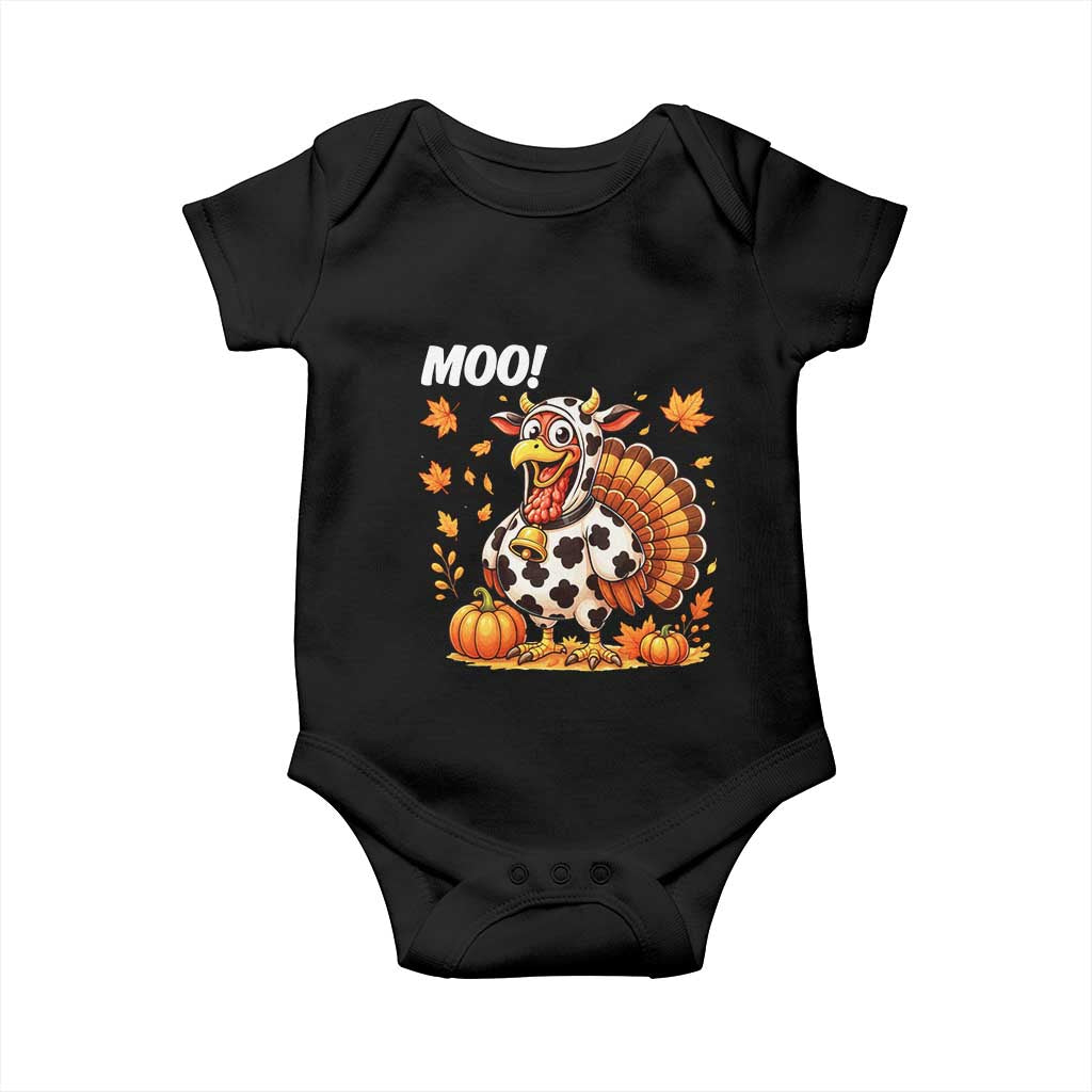 Funny Thanksgiving Baby Onesie Turkey Moo TS14 Black Print Your Wear