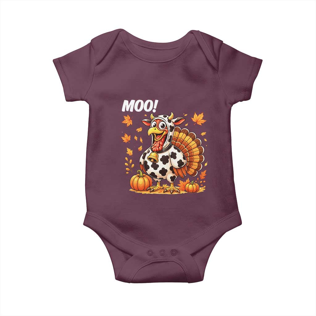 Funny Thanksgiving Baby Onesie Turkey Moo TS14 Maroon Print Your Wear