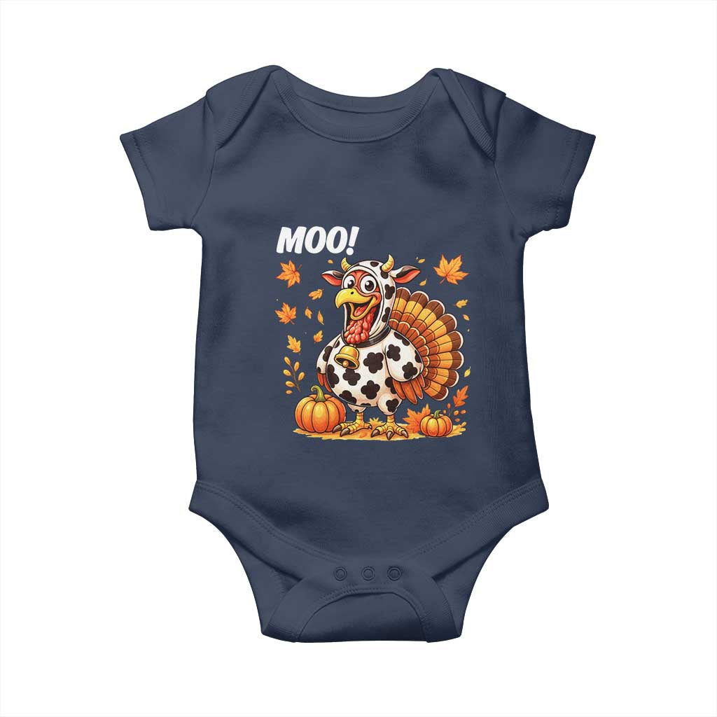 Funny Thanksgiving Baby Onesie Turkey Moo TS14 Navy Print Your Wear