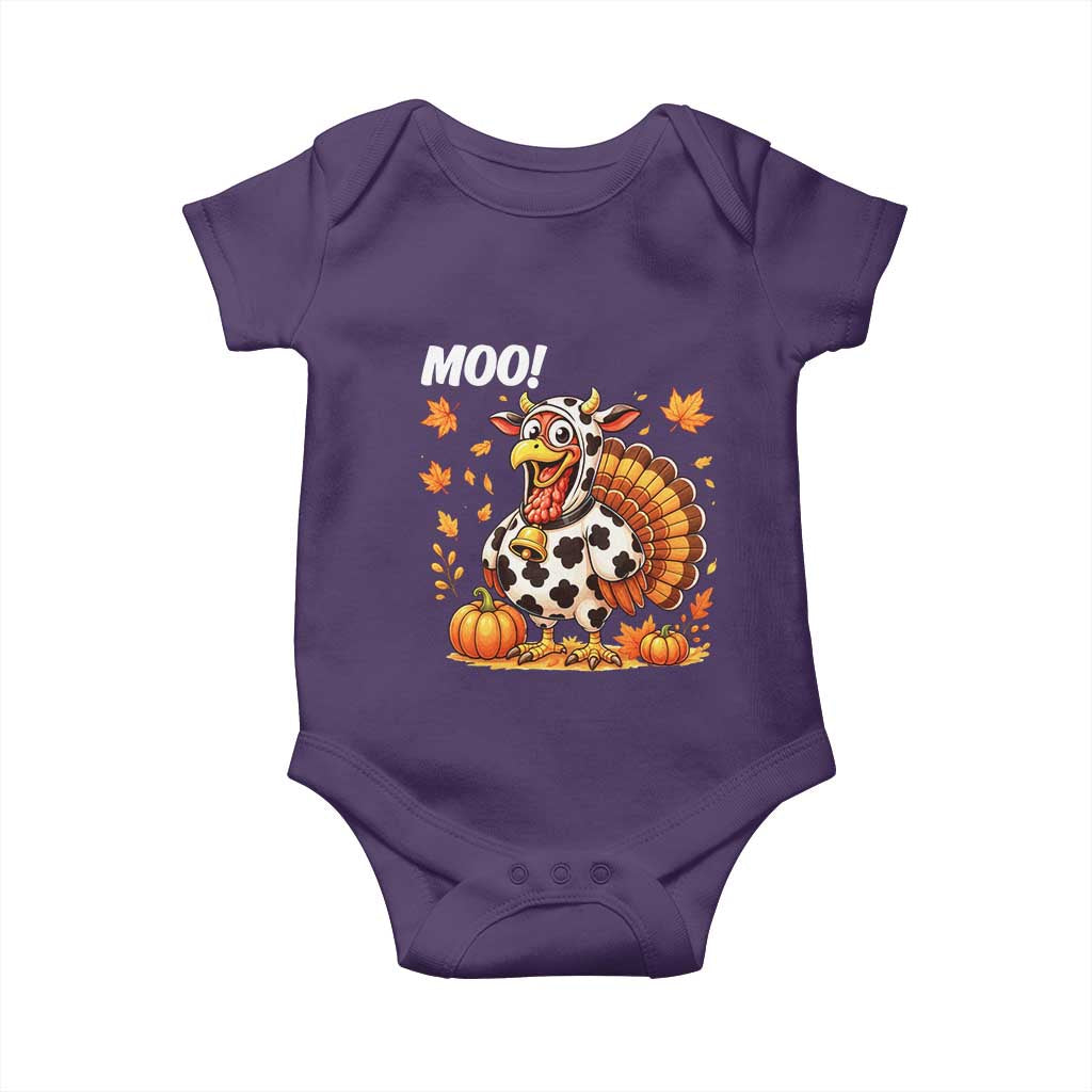 Funny Thanksgiving Baby Onesie Turkey Moo TS14 Purple Print Your Wear