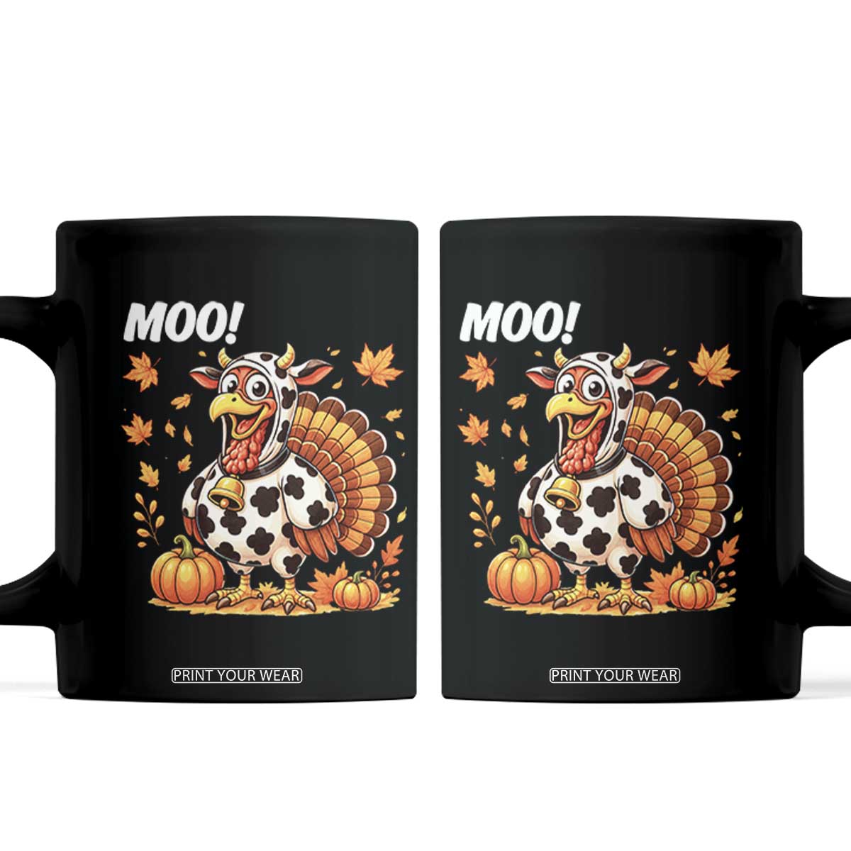 Funny Thanksgiving Coffee Mug Turkey Moo TS14 Black Print Your Wear