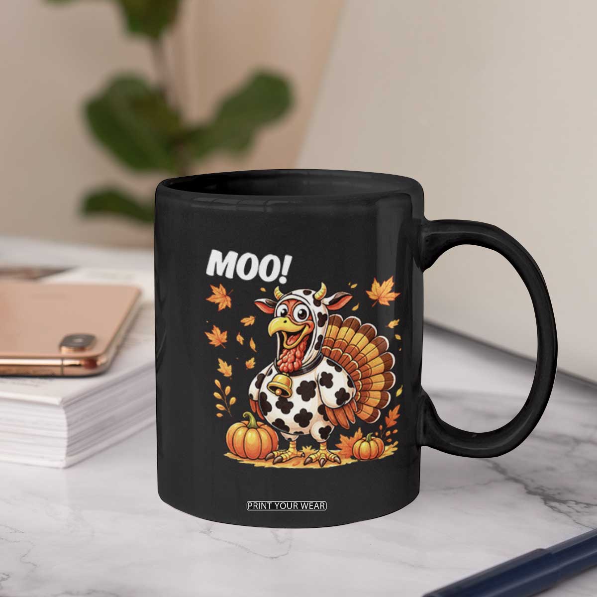 Funny Thanksgiving Coffee Mug Turkey Moo TS14 Print Your Wear