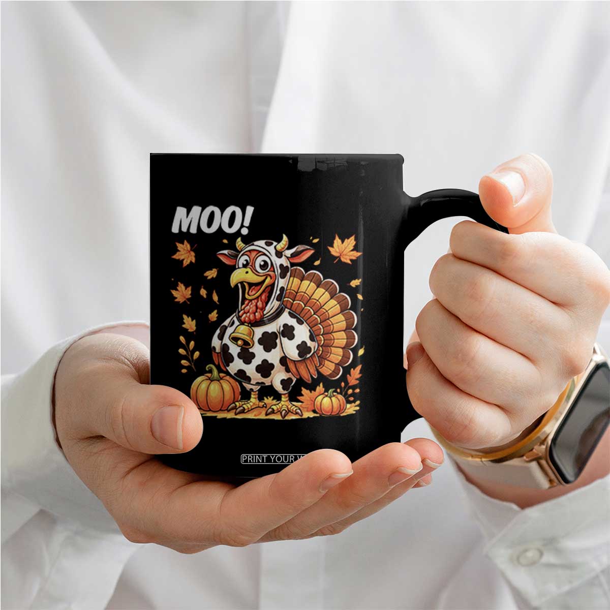 Funny Thanksgiving Coffee Mug Turkey Moo TS14 Print Your Wear
