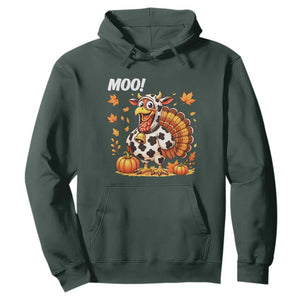 Funny Thanksgiving Hoodie Turkey Moo TS14 Dark Forest Green Print Your Wear