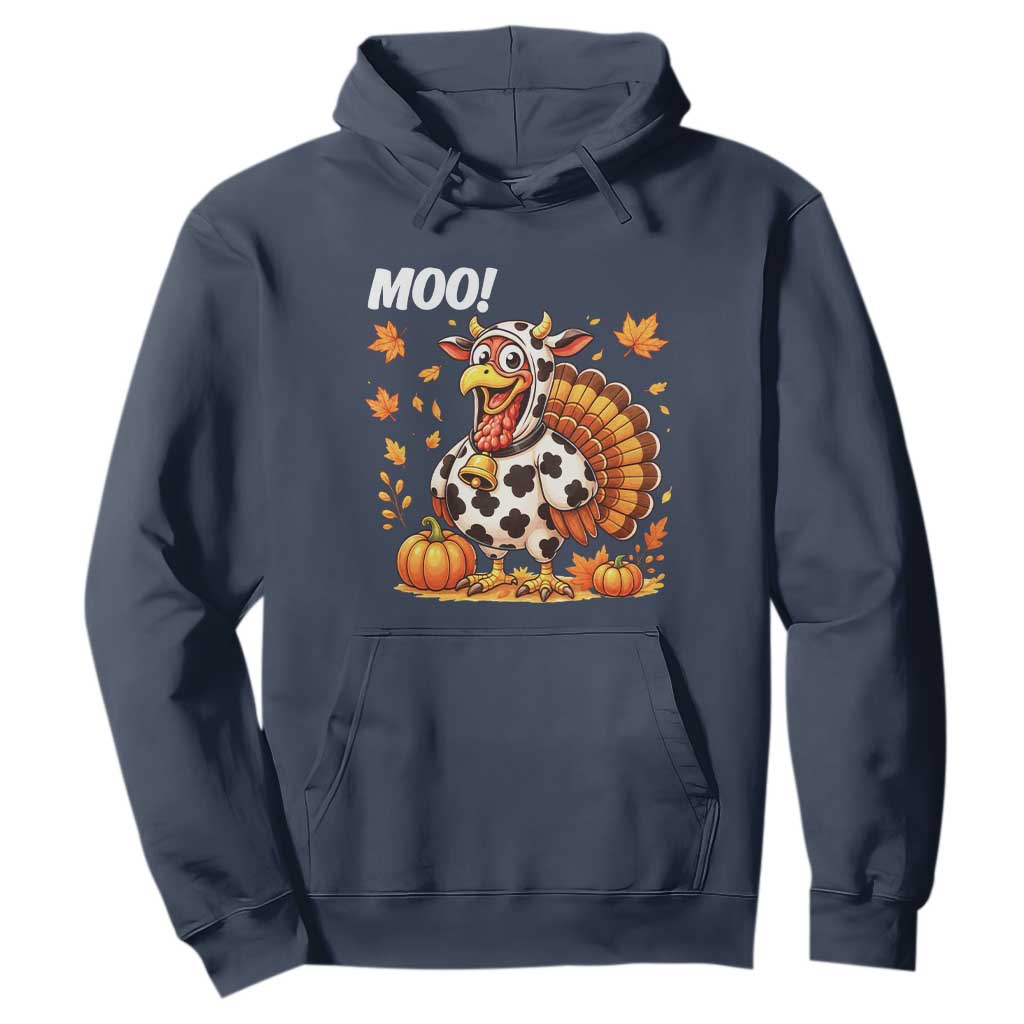 Funny Thanksgiving Hoodie Turkey Moo TS14 Navy Print Your Wear
