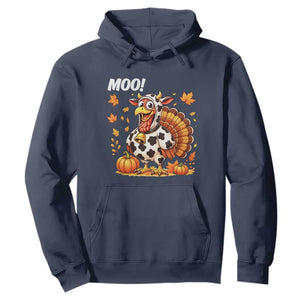 Funny Thanksgiving Hoodie Turkey Moo TS14 Navy Print Your Wear