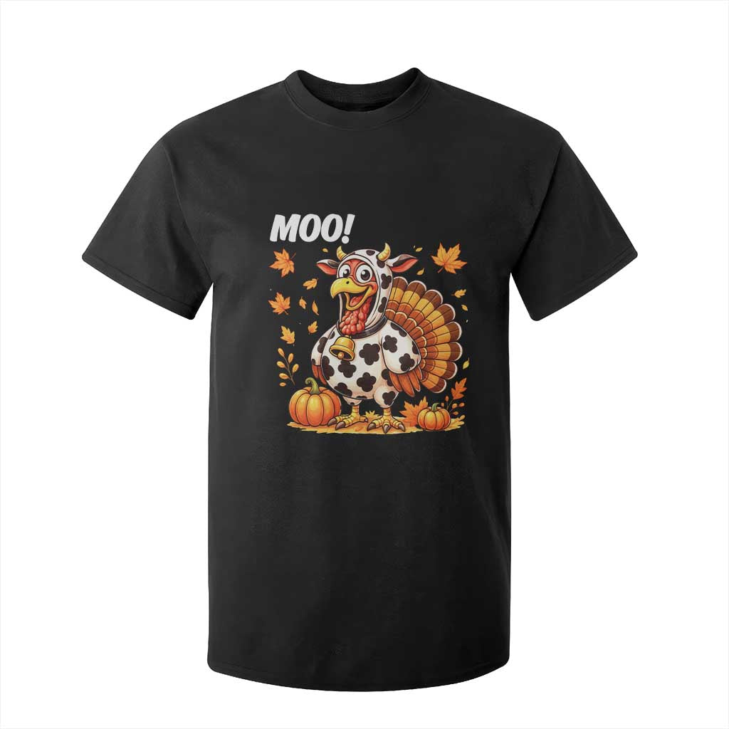 Funny Thanksgiving T Shirt For Kid Turkey Moo TS14 Black Print Your Wear