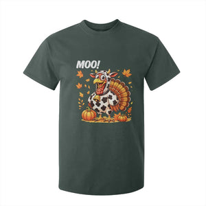 Funny Thanksgiving T Shirt For Kid Turkey Moo TS14 Dark Forest Green Print Your Wear