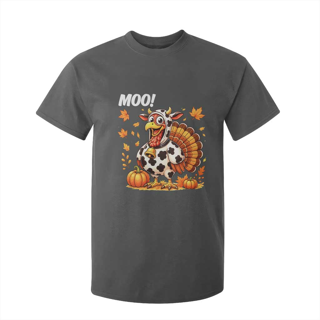 Funny Thanksgiving T Shirt For Kid Turkey Moo TS14 Dark Heather Print Your Wear
