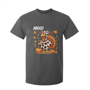 Funny Thanksgiving T Shirt For Kid Turkey Moo TS14 Dark Heather Print Your Wear