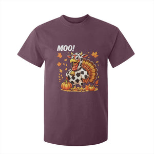 Funny Thanksgiving T Shirt For Kid Turkey Moo TS14 Maroon Print Your Wear