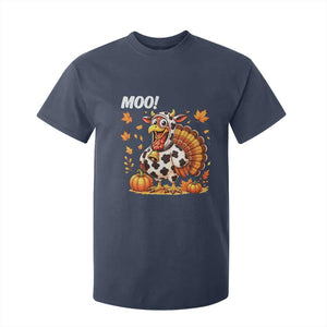 Funny Thanksgiving T Shirt For Kid Turkey Moo TS14 Navy Print Your Wear