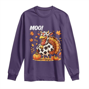 Funny Thanksgiving Long Sleeve Shirt Turkey Moo TS14 Purple Print Your Wear