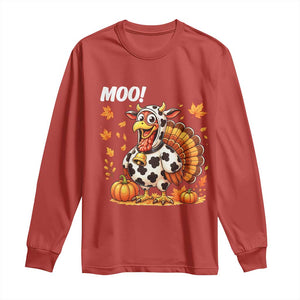 Funny Thanksgiving Long Sleeve Shirt Turkey Moo TS14 Red Print Your Wear