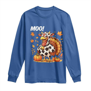 Funny Thanksgiving Long Sleeve Shirt Turkey Moo TS14 Royal Blue Print Your Wear