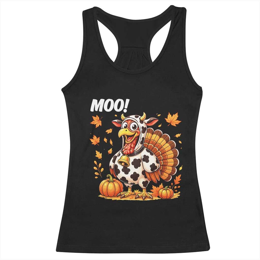 Funny Thanksgiving Racerback Tank Top Turkey Moo TS14 Black Print Your Wear