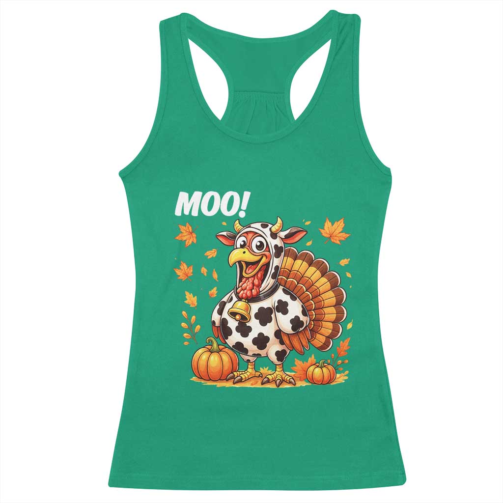 Funny Thanksgiving Racerback Tank Top Turkey Moo TS14 Irish Green Print Your Wear