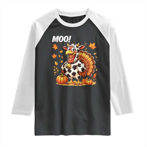 Funny Thanksgiving Raglan Shirt Turkey Moo TS14 Black White Print Your Wear