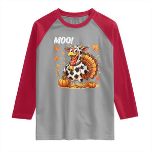 Funny Thanksgiving Raglan Shirt Turkey Moo TS14 Sport Gray Red Print Your Wear
