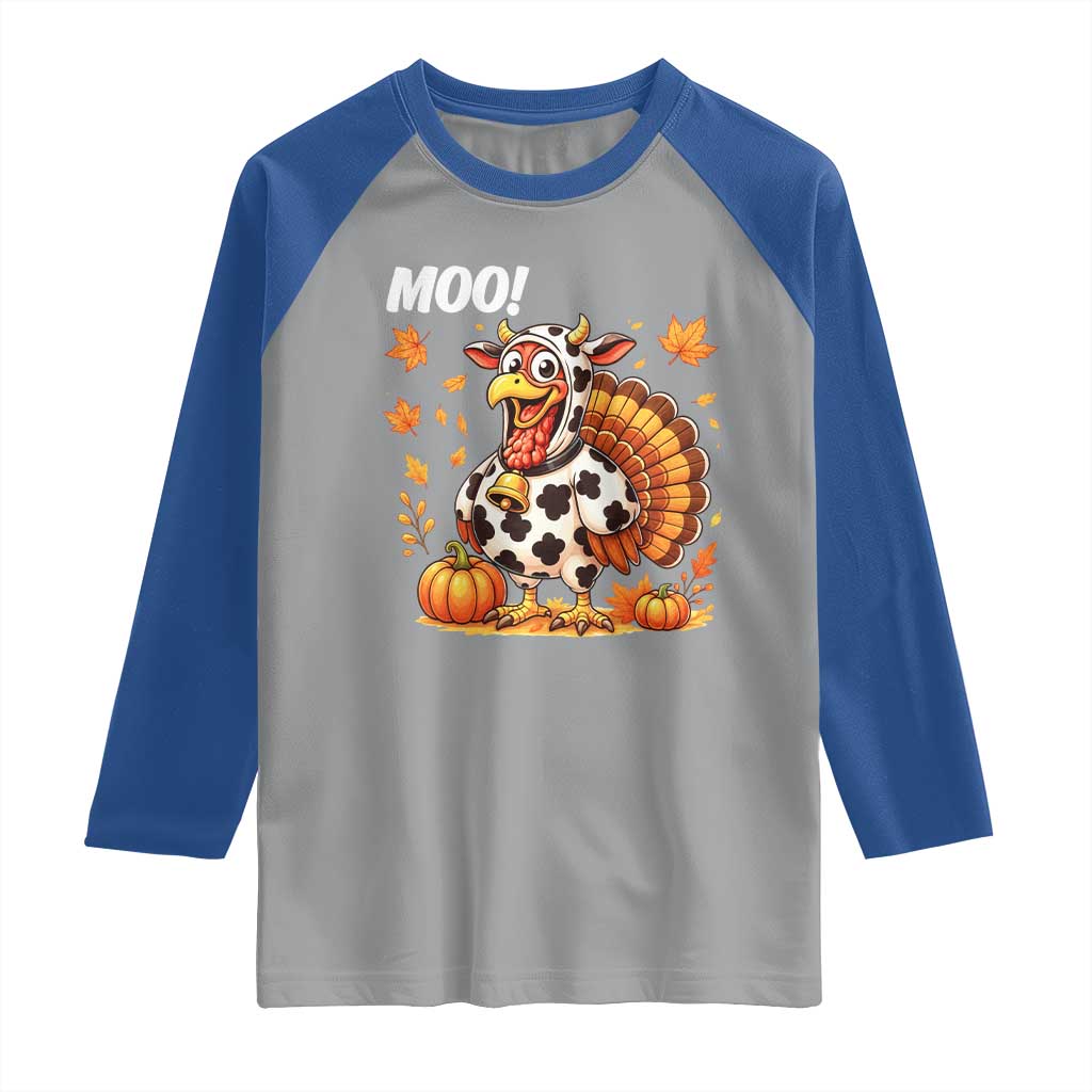 Funny Thanksgiving Raglan Shirt Turkey Moo TS14 Sport Gray Royal Print Your Wear